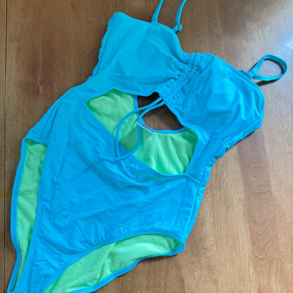 One Piece Swim suit Endless Waves Blue Medium Size 7-9